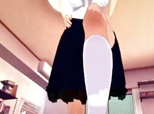 POV Hentai Feet Mikoto Urabe pleases you with her feet Mysterious Girlfriend X