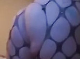 Shaking my ass in fishnets & playing with my pussyy