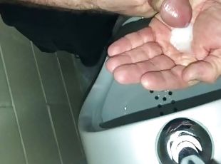 Solo Male Dirty Talk - Risky Public Washroom Masturbation At The Urinal And Swallowing My Cumshot