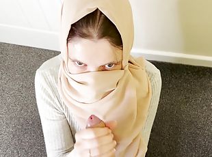 Young Muslim Pregnant Wife In Hijab Trained By Her Husbund On How To Please A Man