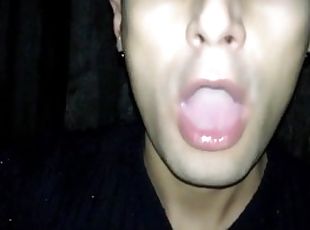 Play with cum in mouth after cruising - swallowing stranger cum
