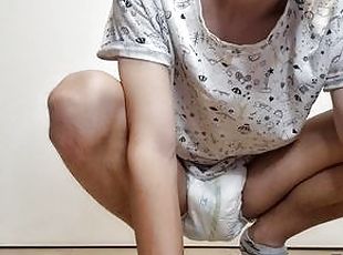 Diaper Pup Ejoys touching Himself With the diaper