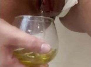 teen juicy pussy pee in cup for you to drink pee