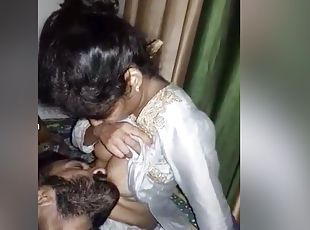 Today Exclusive- Desi Couple Romance And Boob Sucking