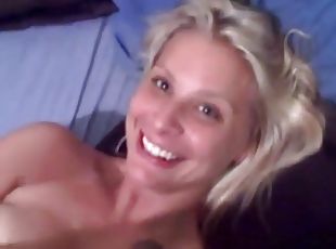 Adorable blonde girl sucks and swallows black cum