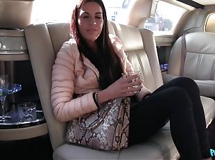 Young babe Eveline Dellai does things for cash in limo