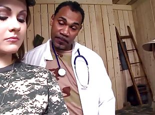 Military Lassies With Appetizing Boobs Are Examed By Black Doctor