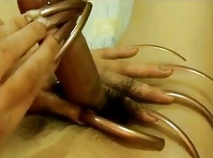 Handjob with super long nails