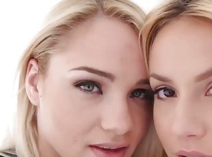 Blonde lesbians with big tits love hardcore sex