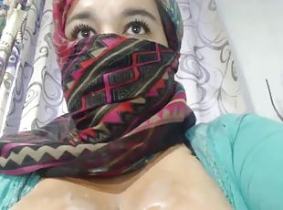 Sexy arab fucks her big jizzed tits