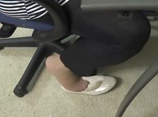 Nani office shoeplay — busty secretary wife with itchy sweaty nylon feet!