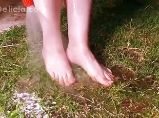 My sexy feet taking a shower