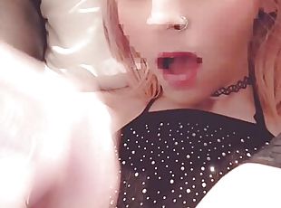 Blonde sissy gets hard from riding king cock
