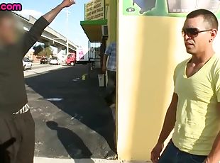 Handsome black stud fucked in the butt by stud-IR outdoors in public