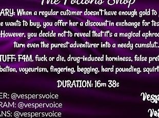 F4M Erotic Audio: You trick a customer into drinking a potion that turns her into a needy cumslut