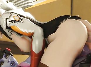 Overwatch Futa Couple Cowgirl Breeding