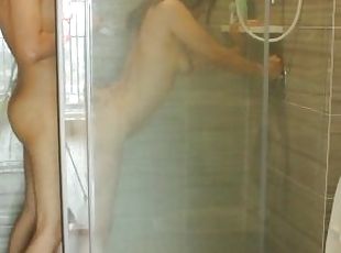 Morning sex with big tit girlfriend IN BALI - fuck in a shower