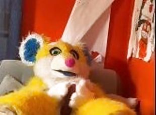 Bingo has a little fun in solo Fursuit porn