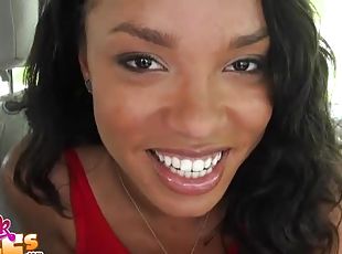 Ebony sex in the car with cumshot