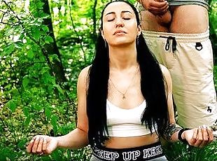 Freeuse Jerking on Ponytail Brunette during her Meditation - Huge Free Use Facial