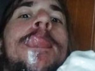 Sucking ice cream like a dick with cum