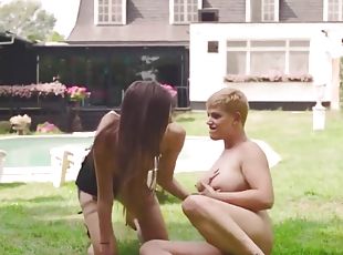 busty mother fucks young daughter outdoor