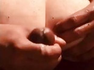 Making my Big Black Cock cum on myself