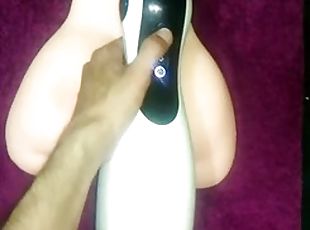 Masturbator toy sucks my thick penis until I cum inside with a big load, big realistic vibration