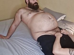 Hairy Bear Cums While Fucking My Mouth